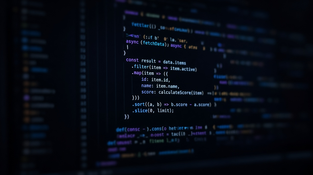 Código en pantalla en un entorno de desarrollo